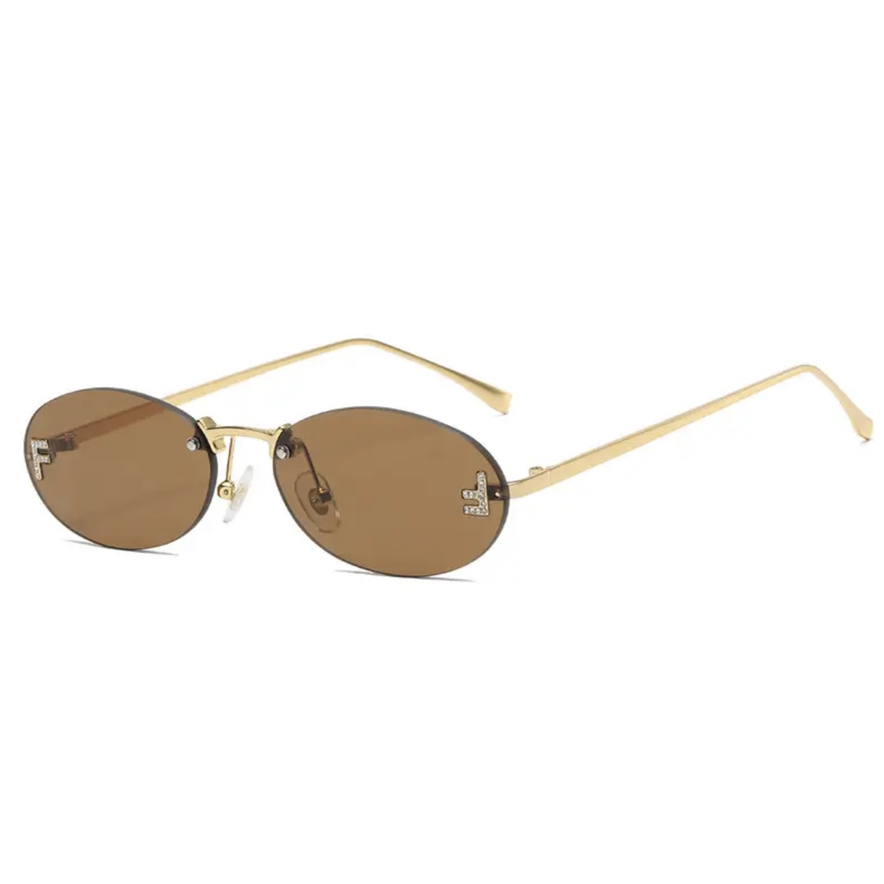 Exklusive kleine Sonnenbrille inspiriert von Fendi, hochwertiges Accessoire in braun