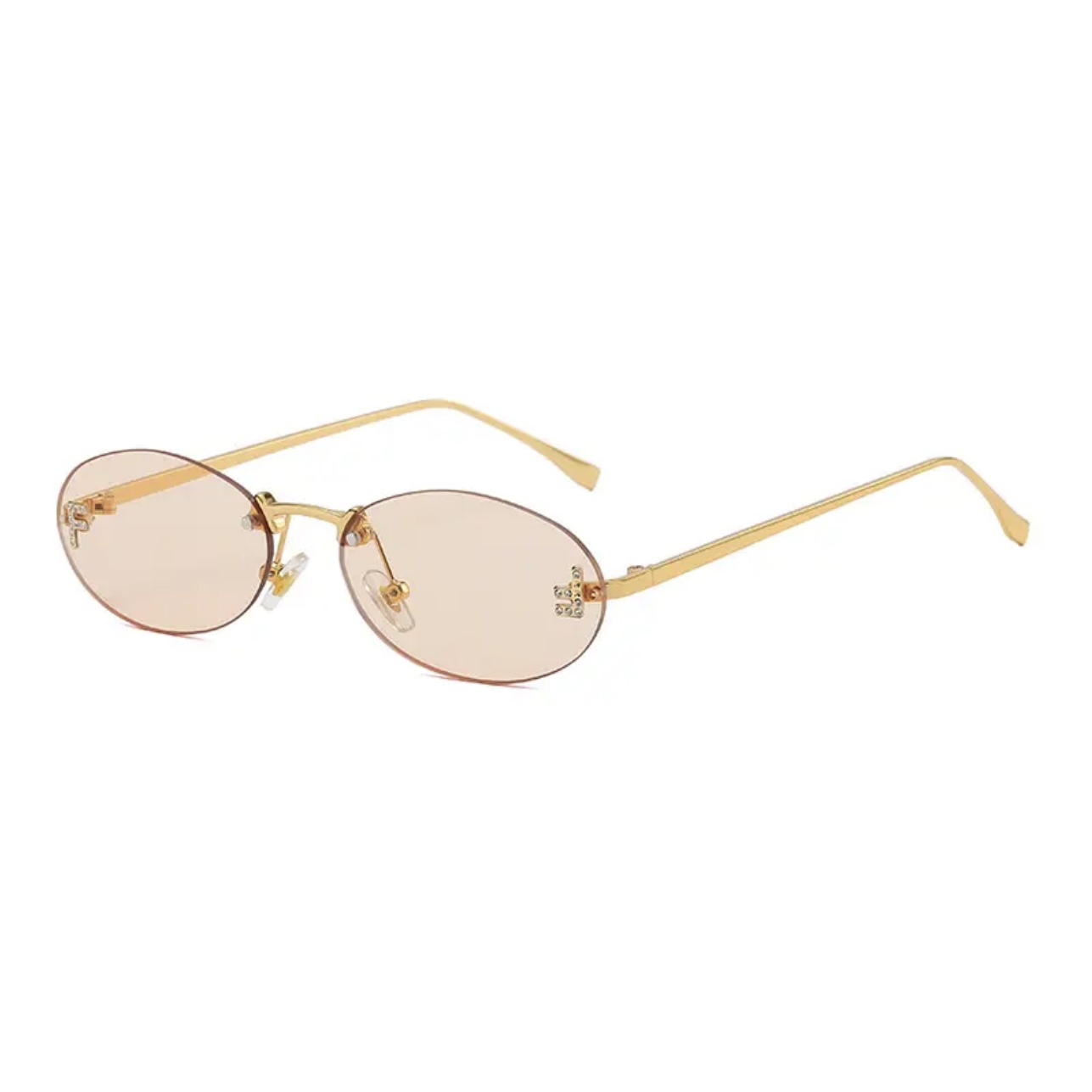 Exklusive kleine Sonnenbrille inspiriert von Fendi, hochwertiges Accessoire in hell braun